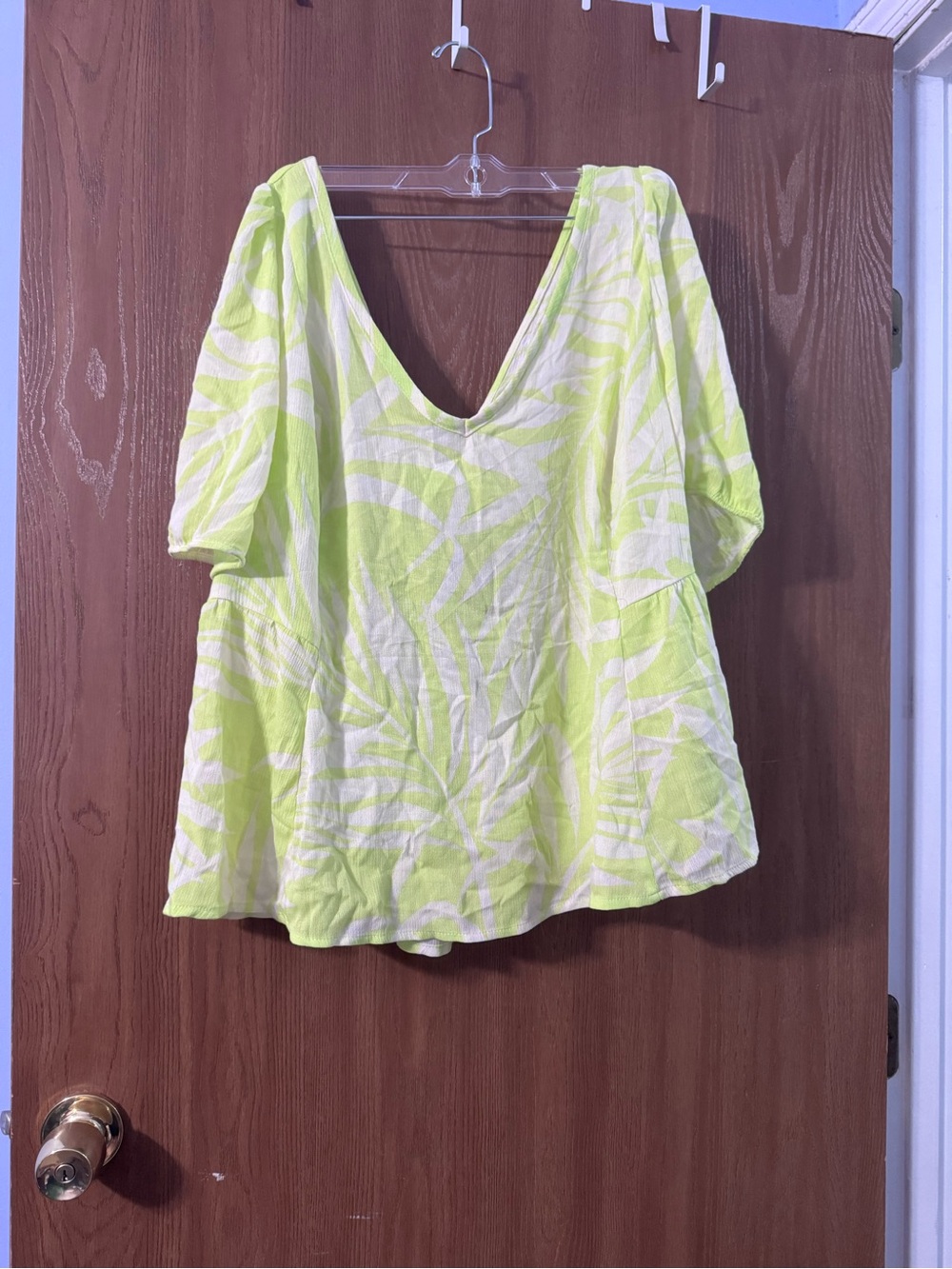 TORRID Women's Neon Lime Tropical V-Neck Top